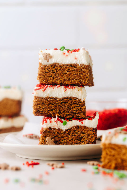 Vegan Frosted Gingerbread Cookie Bars