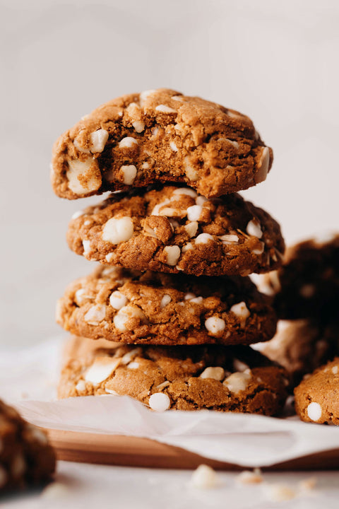 Vegan White Chocolate Coconut Macadamia Cookies
