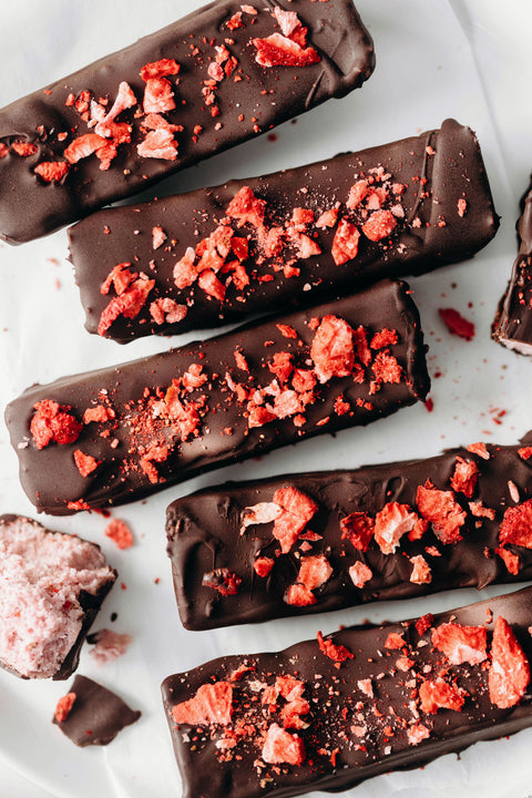 Vegan Chocolate Covered Strawberry Coconut Bars