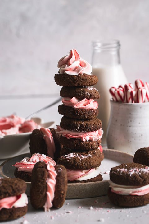 Vegan Chocolate Peppermint Cream Sandwich Cookies