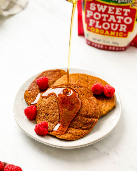 Vegan Paleo Sweet Potato Flour Pancakes