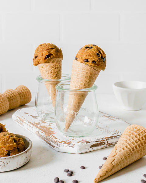 Vegan Cookie Dough Ice Cream Cones