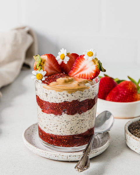 Tahini Strawberry Jam Chia Pudding