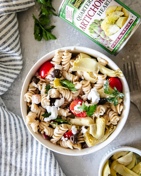 Vegan Summer Artichoke Pasta Salad