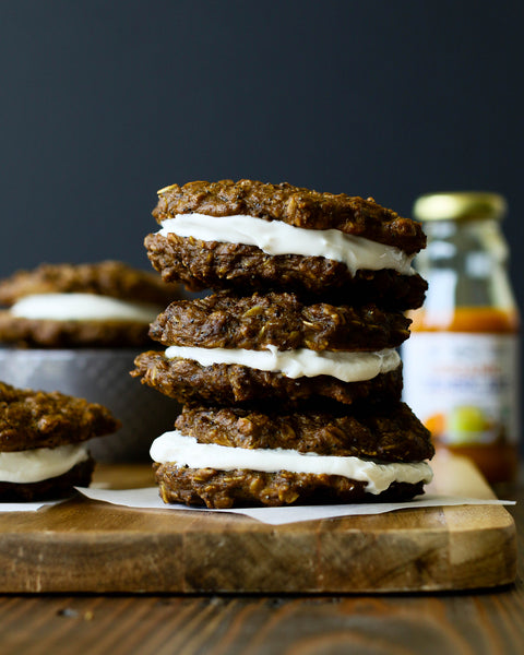 Vegan Lemon Turmeric Oatmeal Cream Cookies