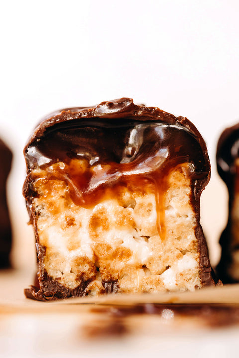 Vegan Rice Crispy Twix Bars