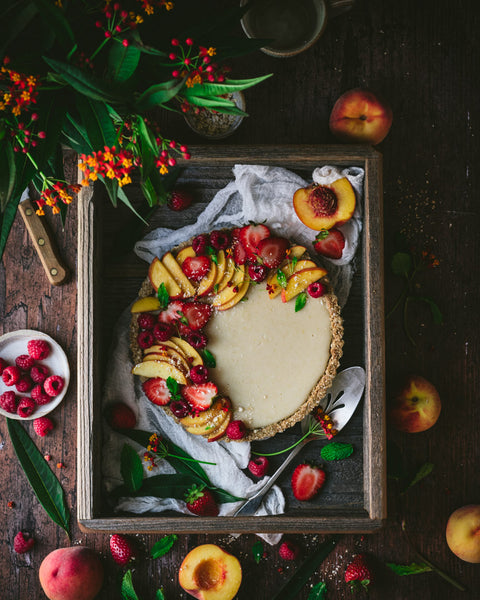 No-Bake Vegan Coconut Peach Tart