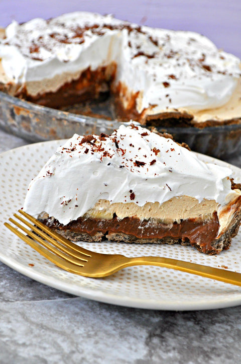 Vegan Chocolate Peanut Butter Banana Pie