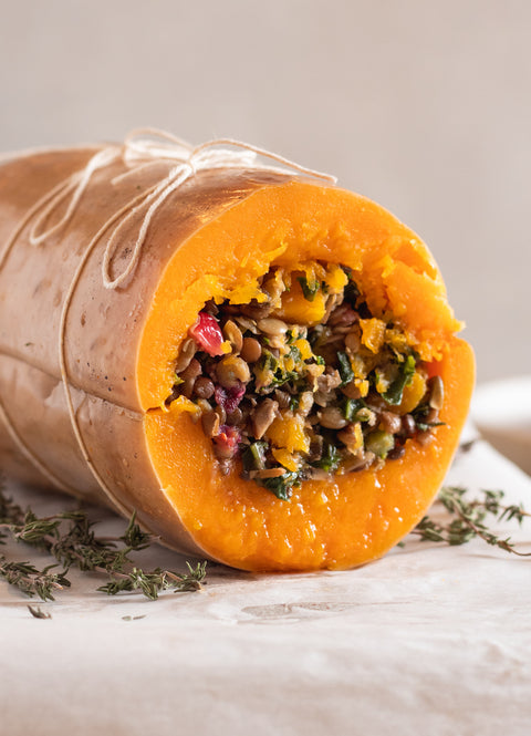 Vegan Lentil Stuffed Butternut Squash