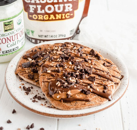 Vegan Cassava Flour Chocolate Chip Pancakes