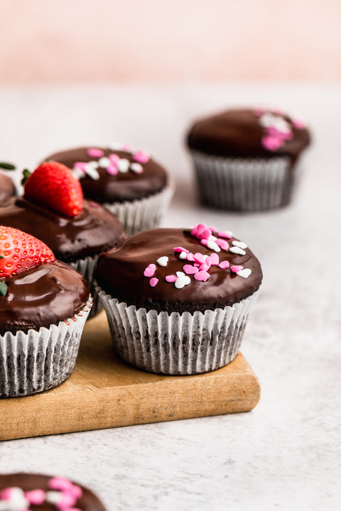 Chocolate Cassava Flour Strawberry Cupcakes