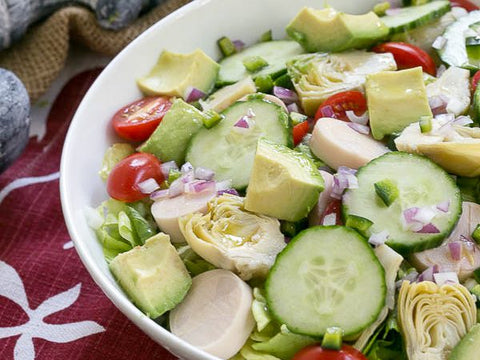 Greek Salad with Hearts of Palm and Oregano Vinaigrette