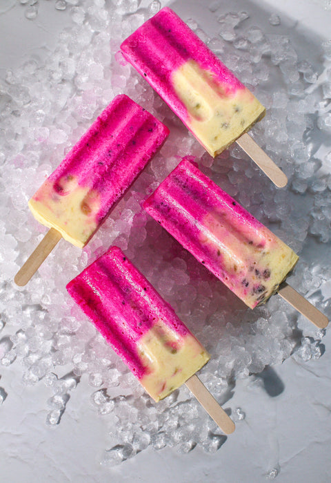 Tropical Mango Dragon Fruit Popsicles