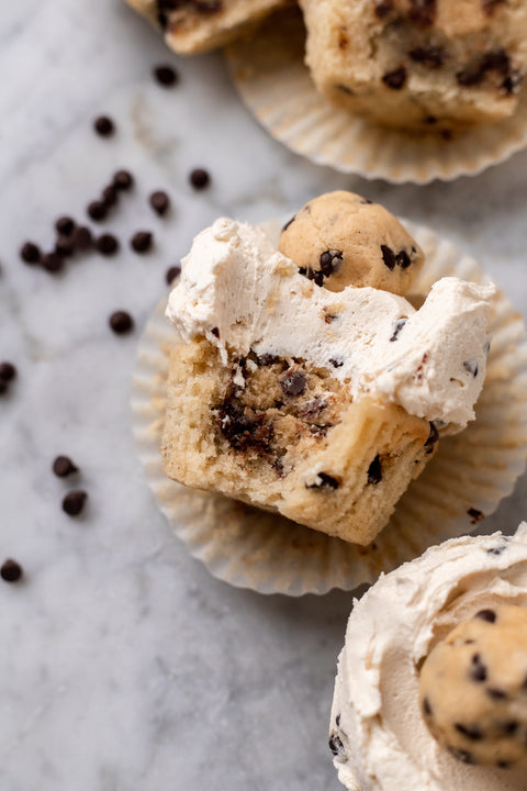 Vegan Small Batch Cookie Dough Cupcakes