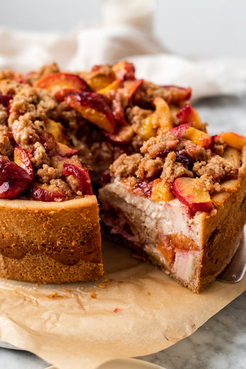 Vegan Peach Cobbler Cheesecake