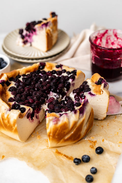 Vegan Blueberry Basque Cheesecake