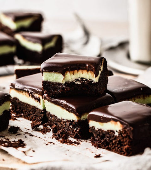 Vegan Irish Cream Grasshopper Brownies