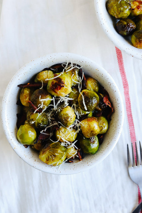 Maple Roasted Brussels Sprouts & Shiitake Bacon