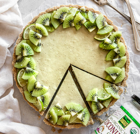 Vegan Matcha Kiwi Cheesecake Tart