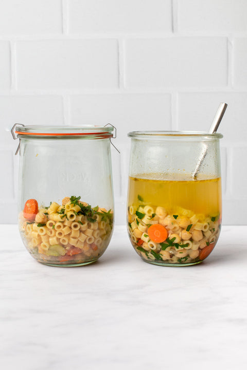 Meal-Prep Chickpea Noodle Soup Jars