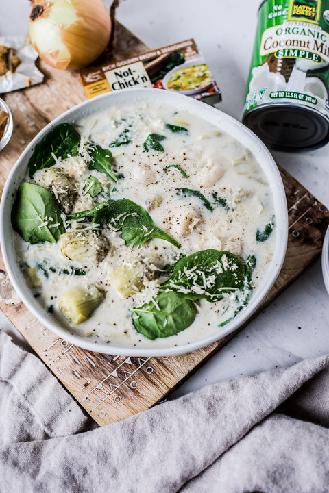 Vegan Spinach Artichoke Gnocchi Soup