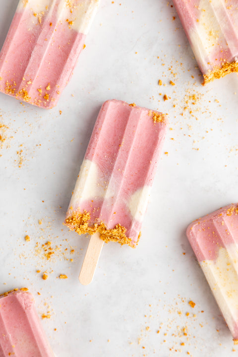 Vegan Dairy-Free Strawberry Cheesecake Popsicles