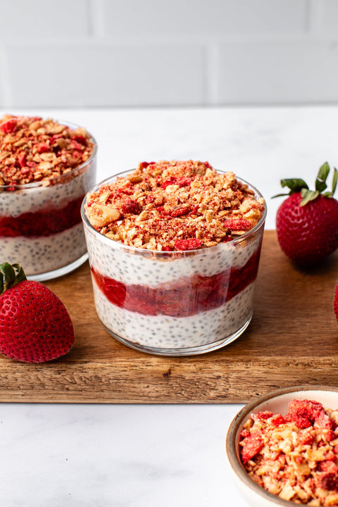 Strawberry Crunch Chia Pudding Cups