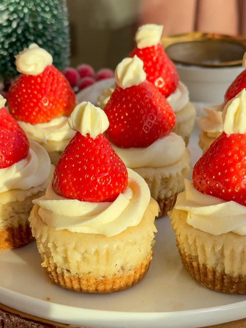 Dairy-Free Santa Hat Vanilla Cheesecakes