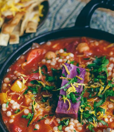 Mediterranean Harissa Stew with Purple Sweet Potato