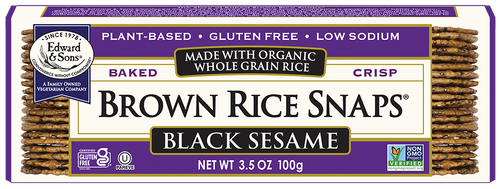 Edward & Sons® Black Sesame Brown Rice Snaps®, made with organic ingredients